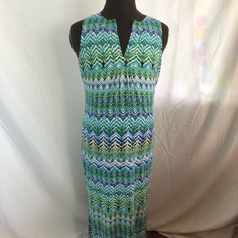 Ellie Kai maxi dress in greens & blues